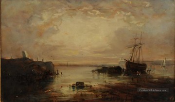 Scène côtière de matin avec le paysage de Samuel Bough d’expédition Peinture à l'huile